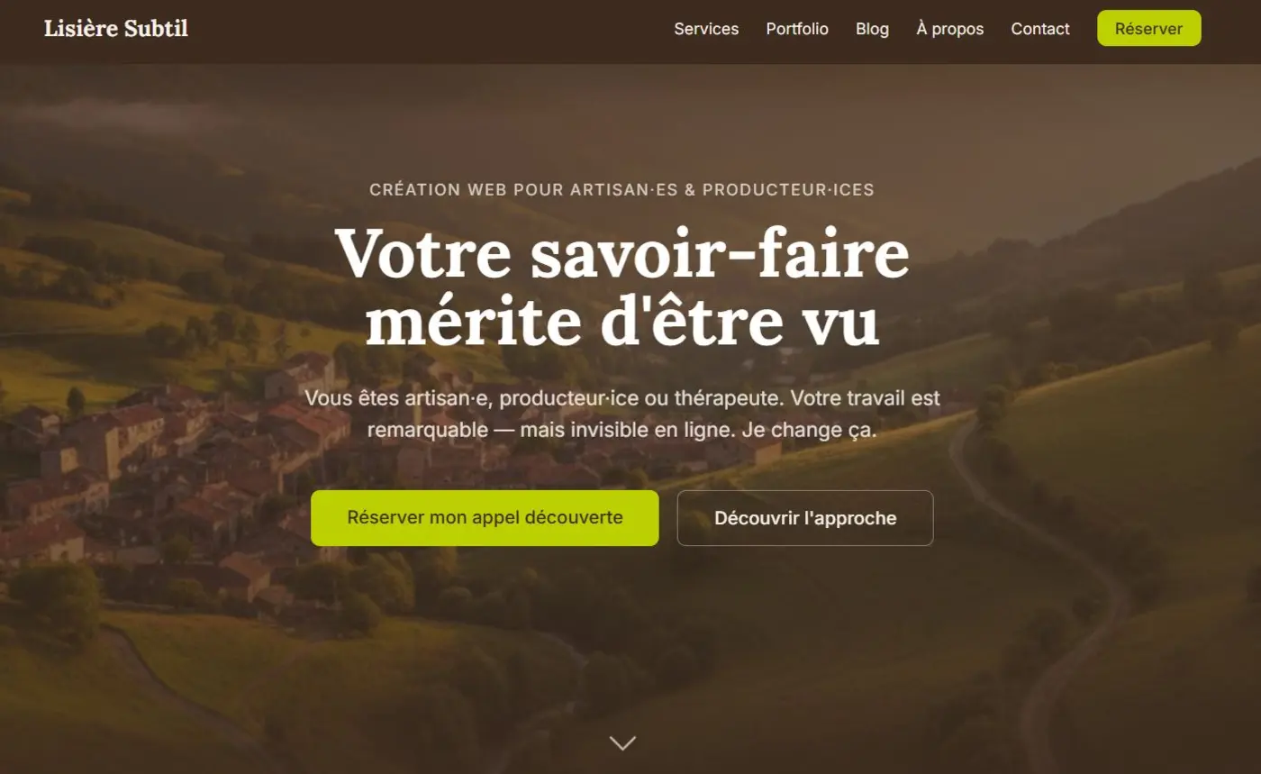 Capture de la landing lisieresubtil.com : savoir-faire mérite d'être vu.